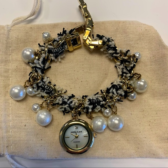 Anne Klein Jewelry - Anne Klein charm bracelet with diamond watch and pearls.